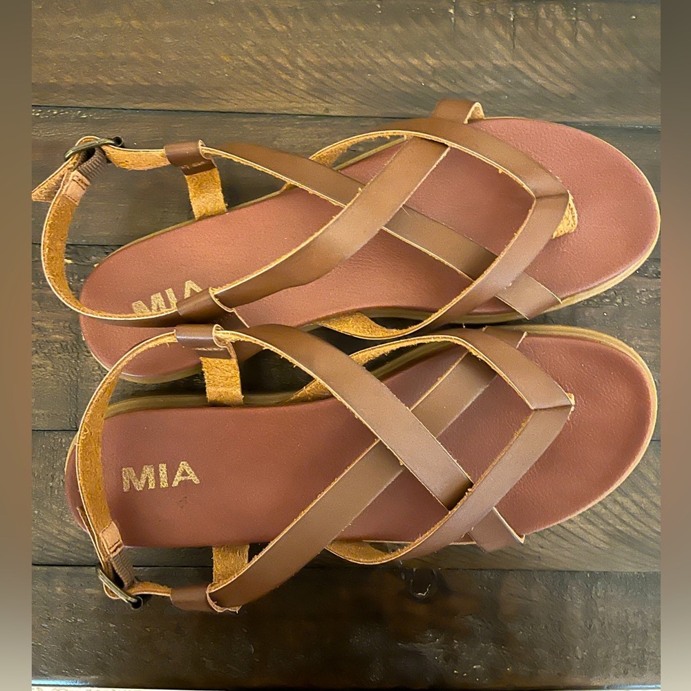 MIA, cognac sandals, size 10